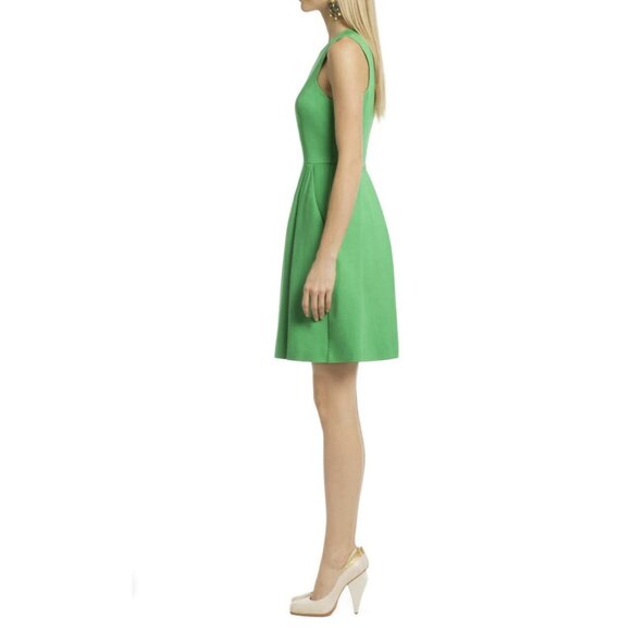Trina Turk A Line Pocket Dress Small 4 Green Stretch Sleeveless Career Church - Picture 5 of 9